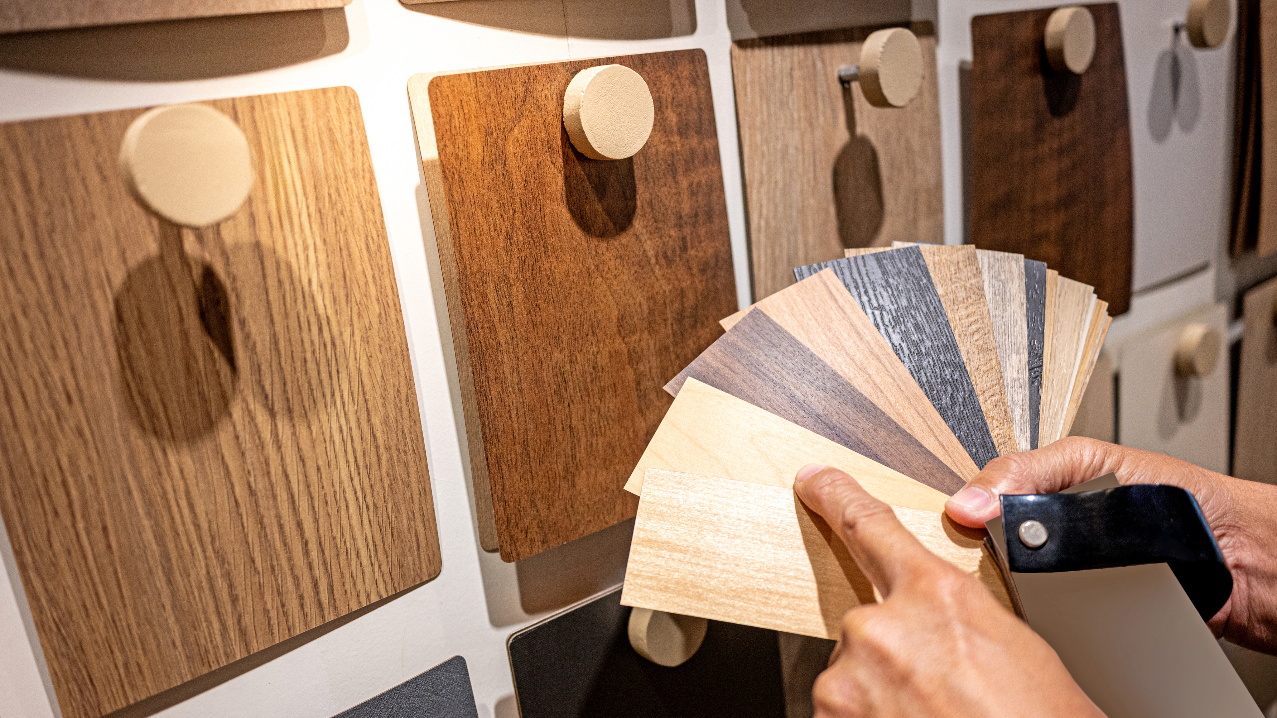 Timber and material samples for the interiors