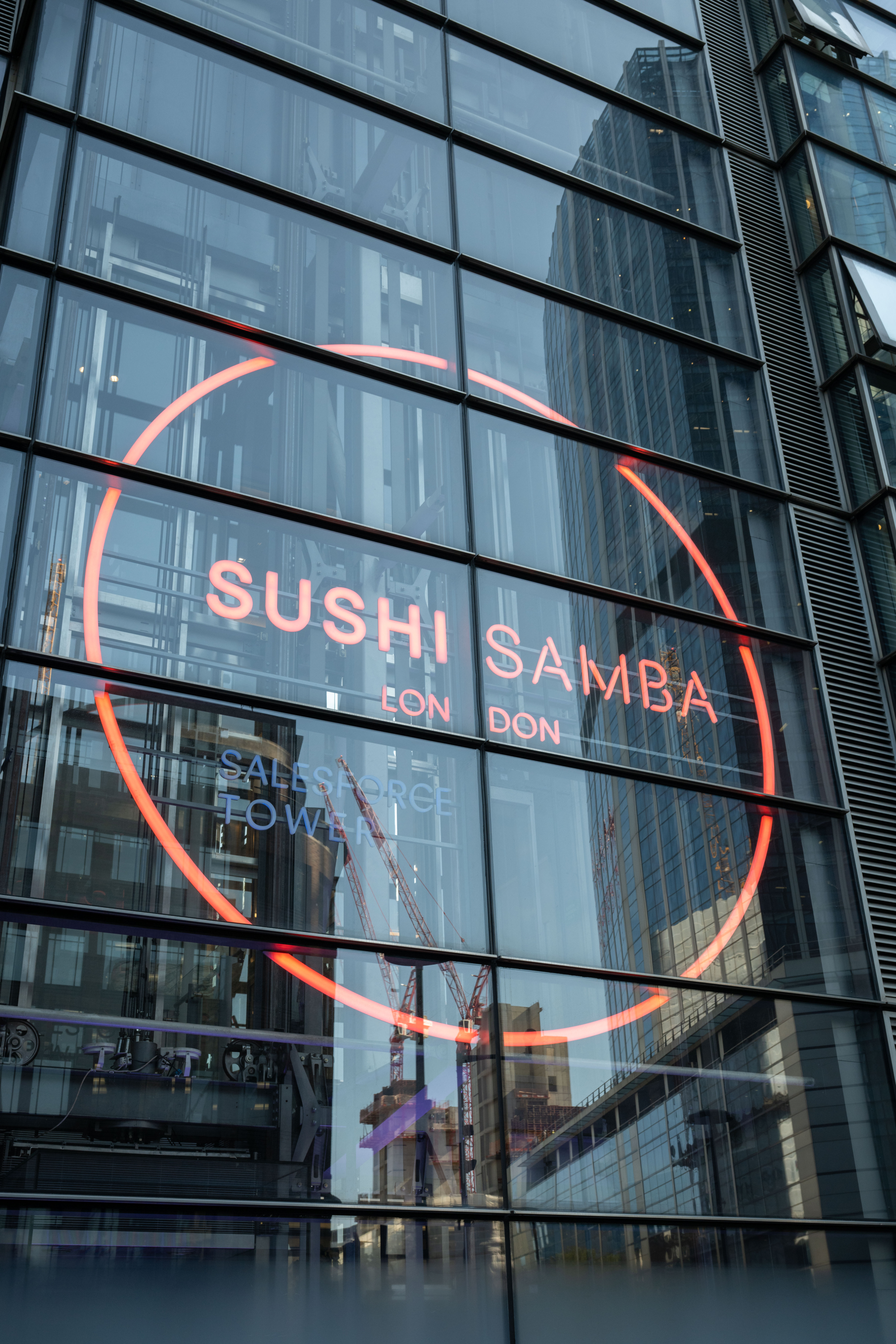 SUSHISAMBA London signage on the tower façade