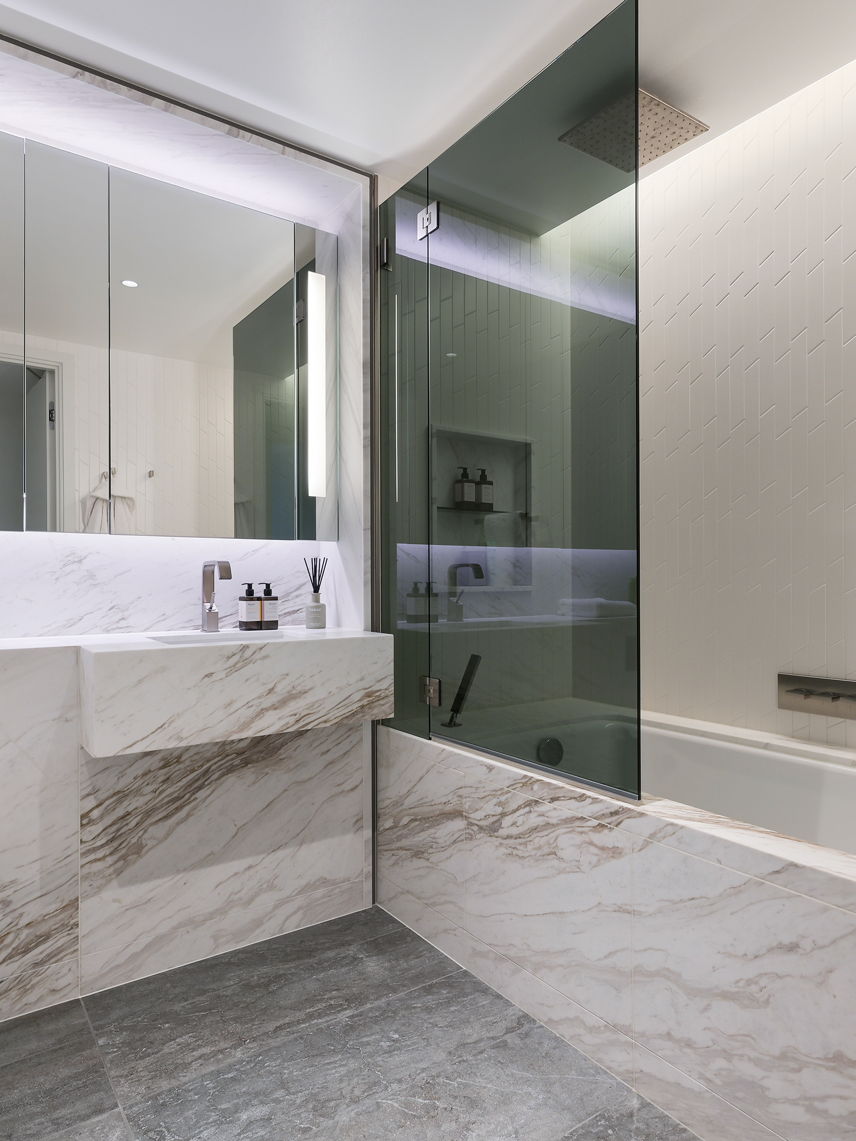 A marble bathroom in a Sky Residence